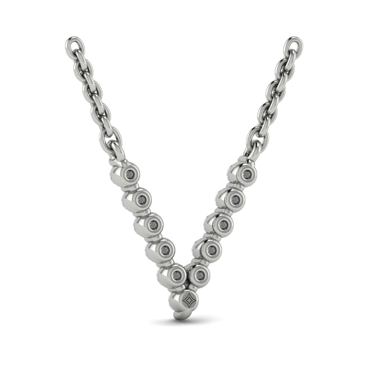 Diamond  Alphabet Pendant Necklace, V