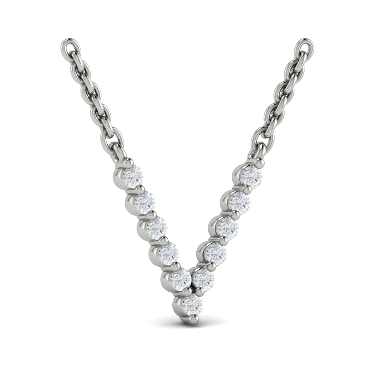 Diamond  Alphabet Pendant Necklace, V