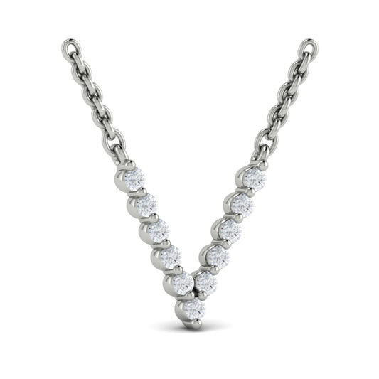 Diamond  Alphabet Pendant Necklace, V