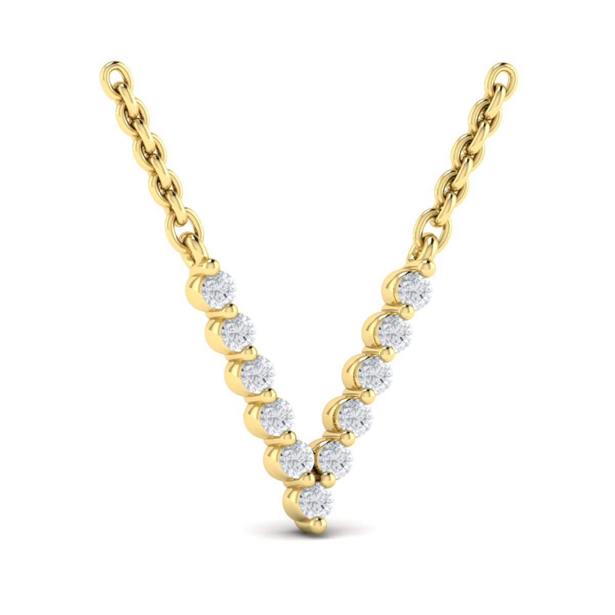 Diamond  Alphabet Pendant Necklace, V