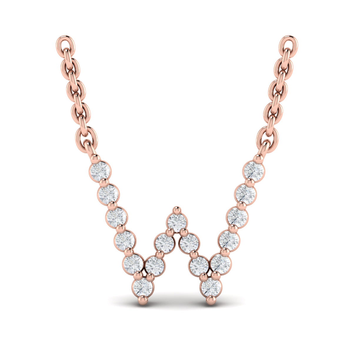 Diamond  Alphabet Pendant Necklace, W