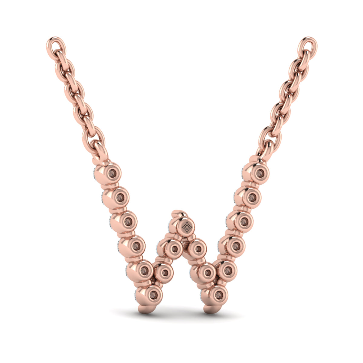 Diamond  Alphabet Pendant Necklace, W