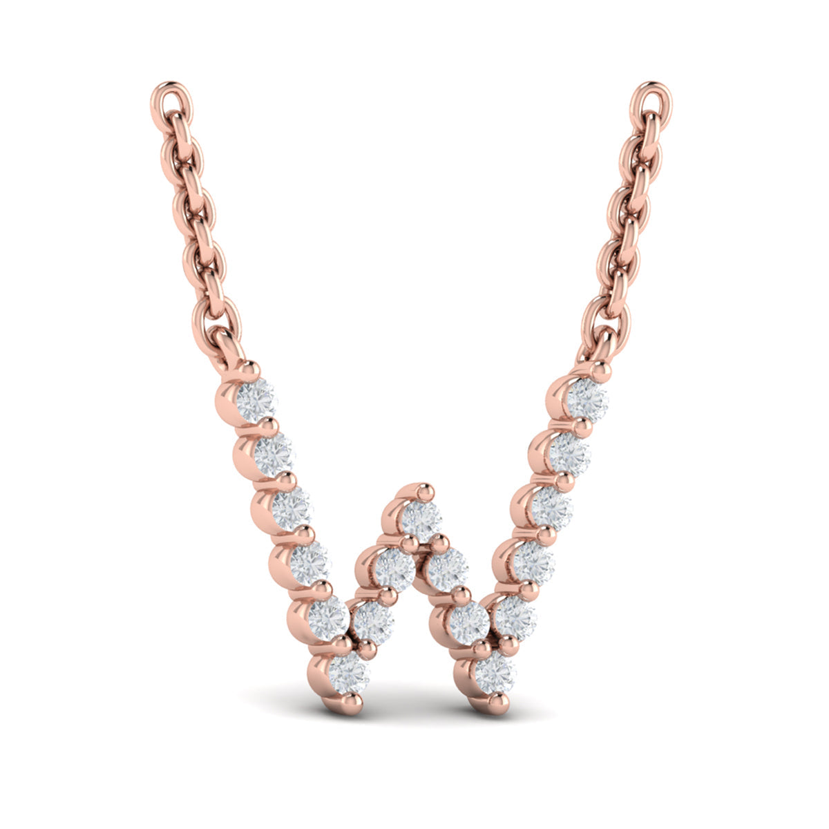 Diamond  Alphabet Pendant Necklace, W