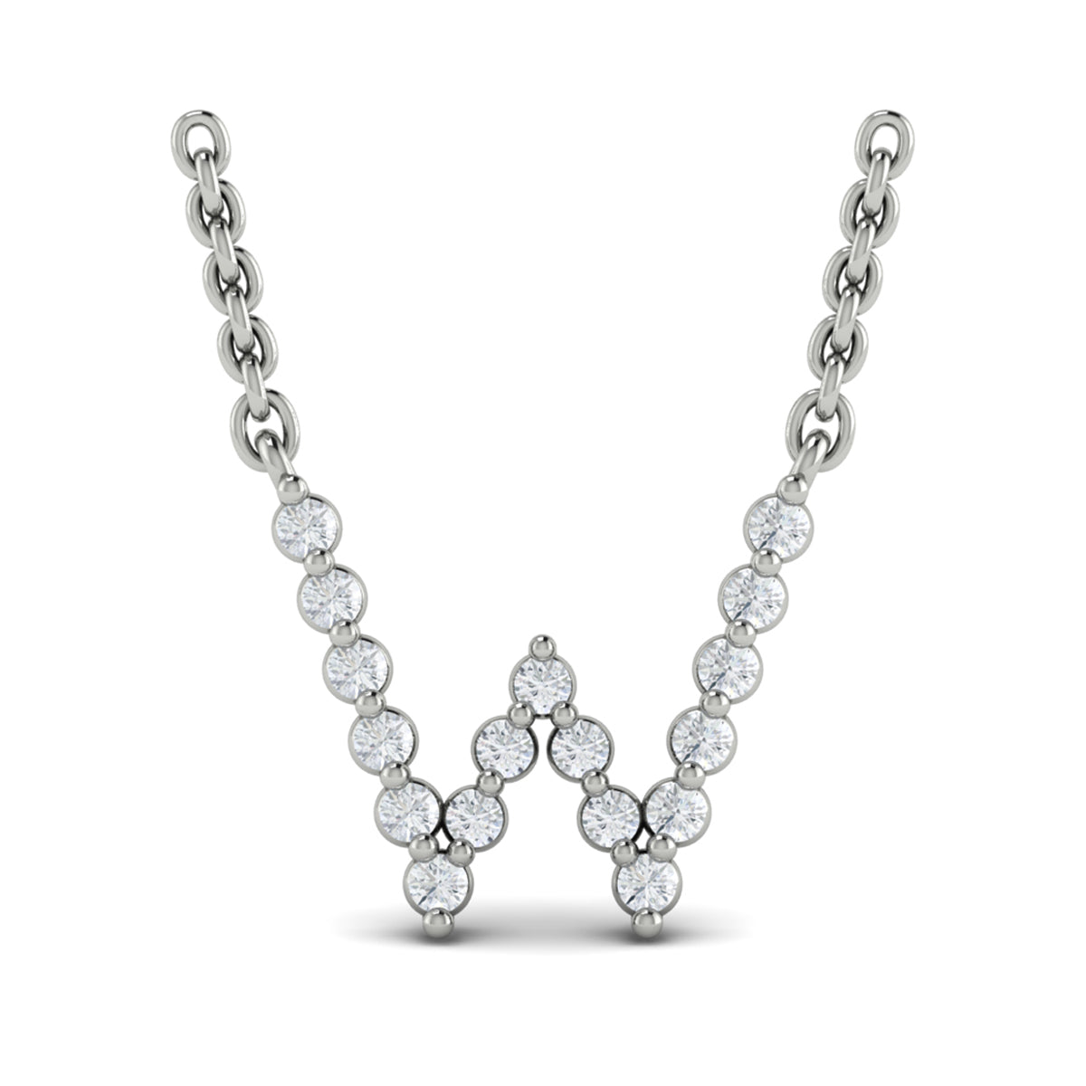 Diamond  Alphabet Pendant Necklace, W