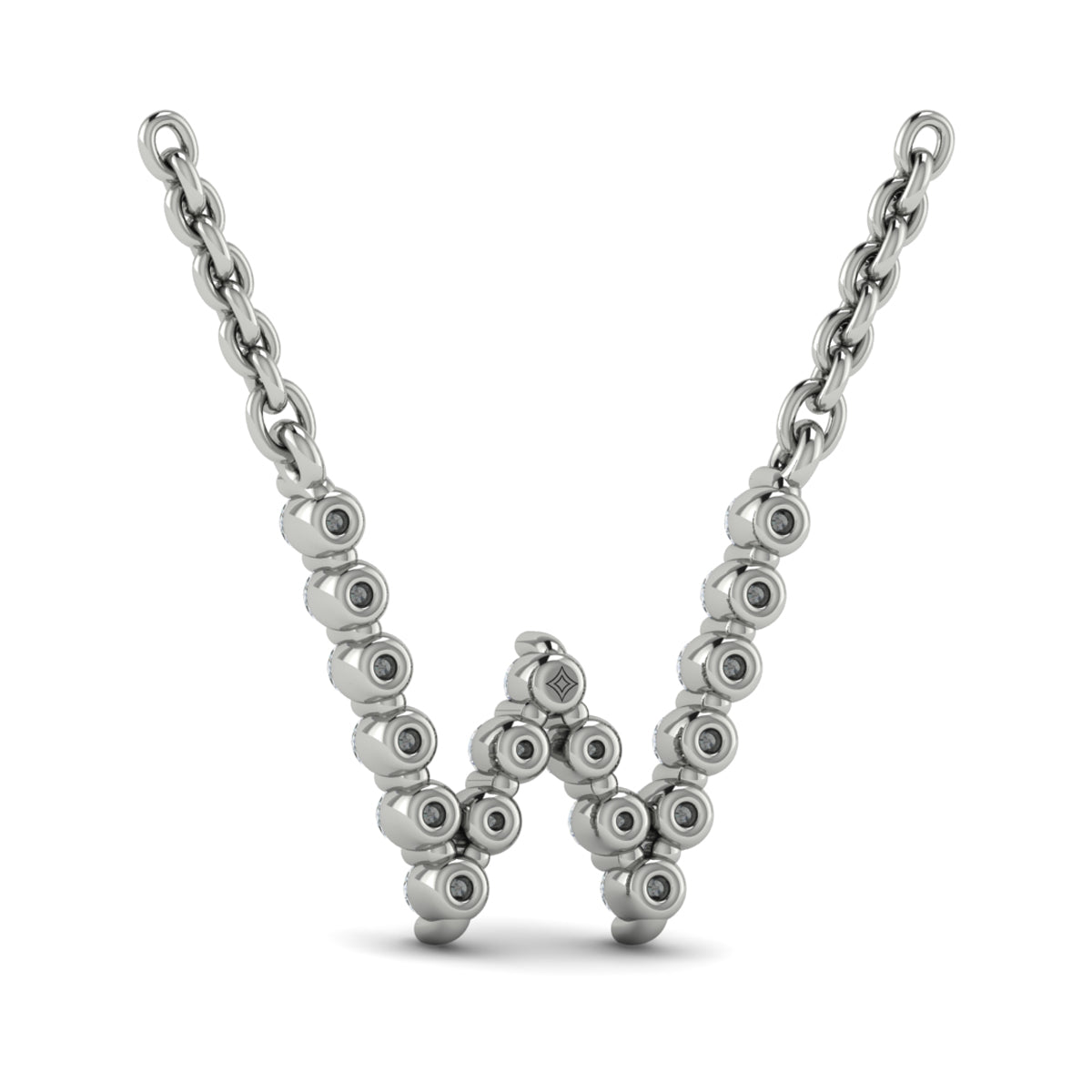 Diamond  Alphabet Pendant Necklace, W
