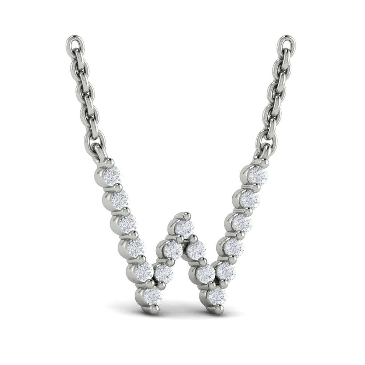 Diamond  Alphabet Pendant Necklace, W