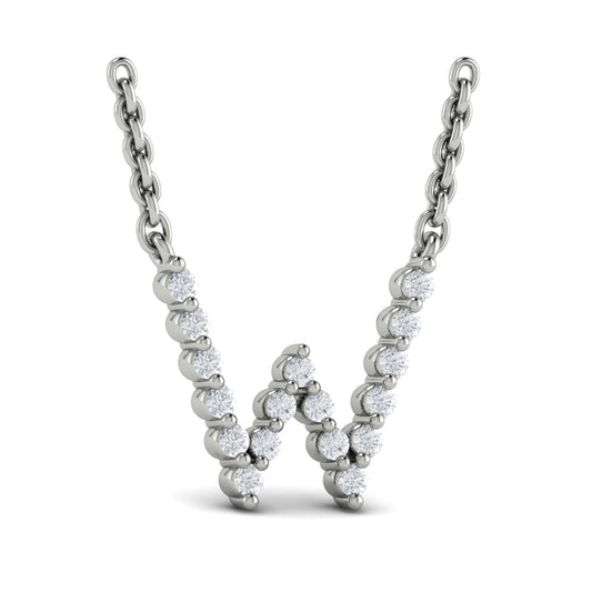 Diamond  Alphabet Pendant Necklace, W