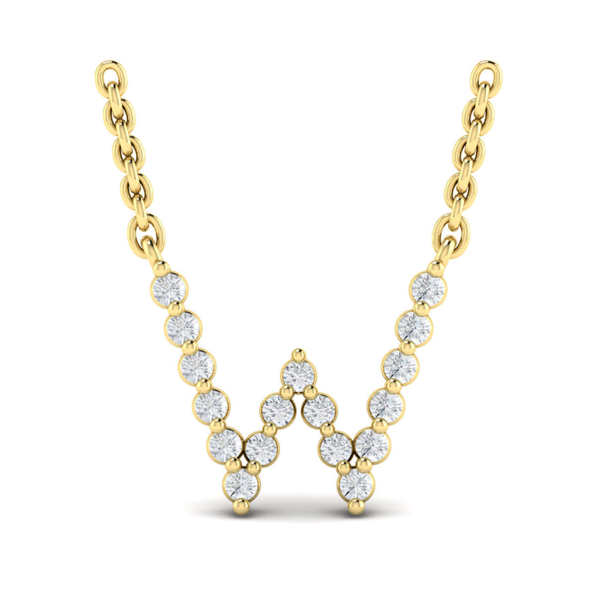 Diamond  Alphabet Pendant Necklace, W