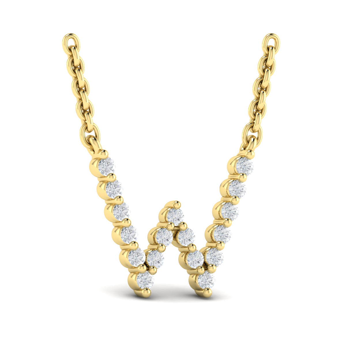 Diamond  Alphabet Pendant Necklace, W