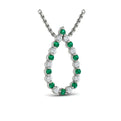 Diamond and Emerald  Open Teardrop Pendant Necklace