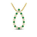 Diamond and Emerald  Open Teardrop Pendant Necklace