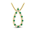 Diamond and Emerald  Open Teardrop Pendant Necklace