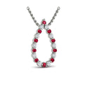 Diamond and Ruby  Open Teardrop Pendant Necklace