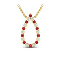 Diamond and Ruby  Open Teardrop Pendant Necklace
