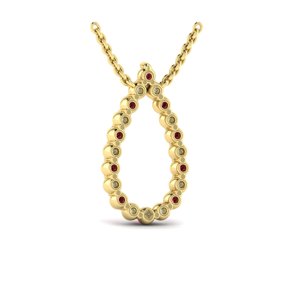Diamond and Ruby  Open Teardrop Pendant Necklace