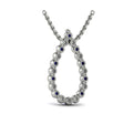 Diamond and Blue Sapphire  Open Teardrop Pendant Necklace