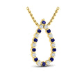 Diamond and Blue Sapphire  Open Teardrop Pendant Necklace