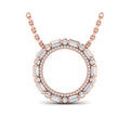 Diamond Baguette Double Open Circle Pendant Necklace