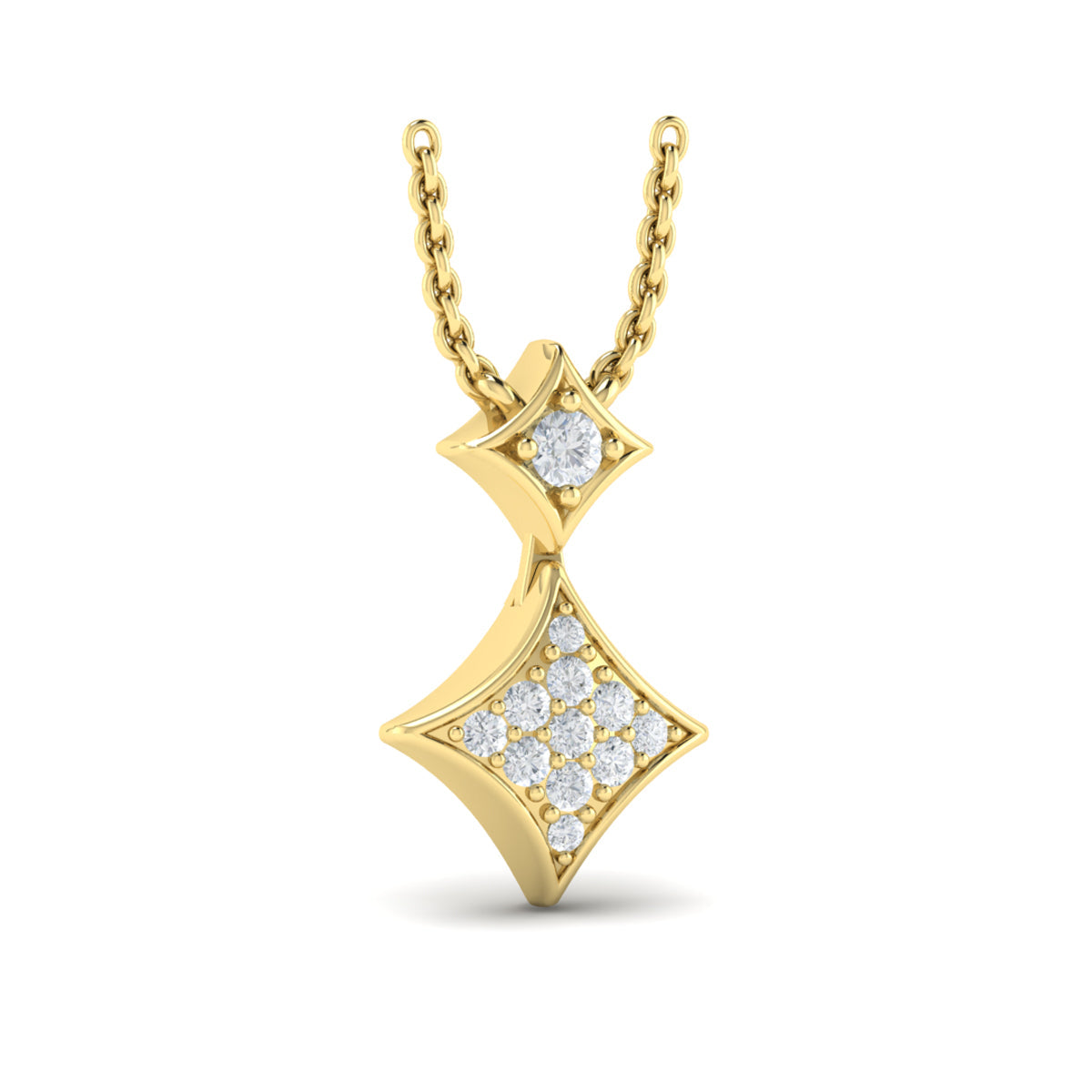 Diamond Cluster Double Vlora Star Pendant Necklace