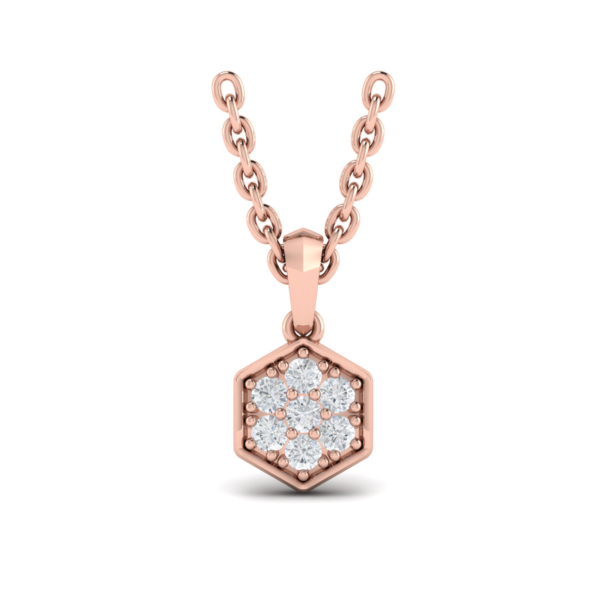 Diamond Cluster Honeycomb Pendant Necklace