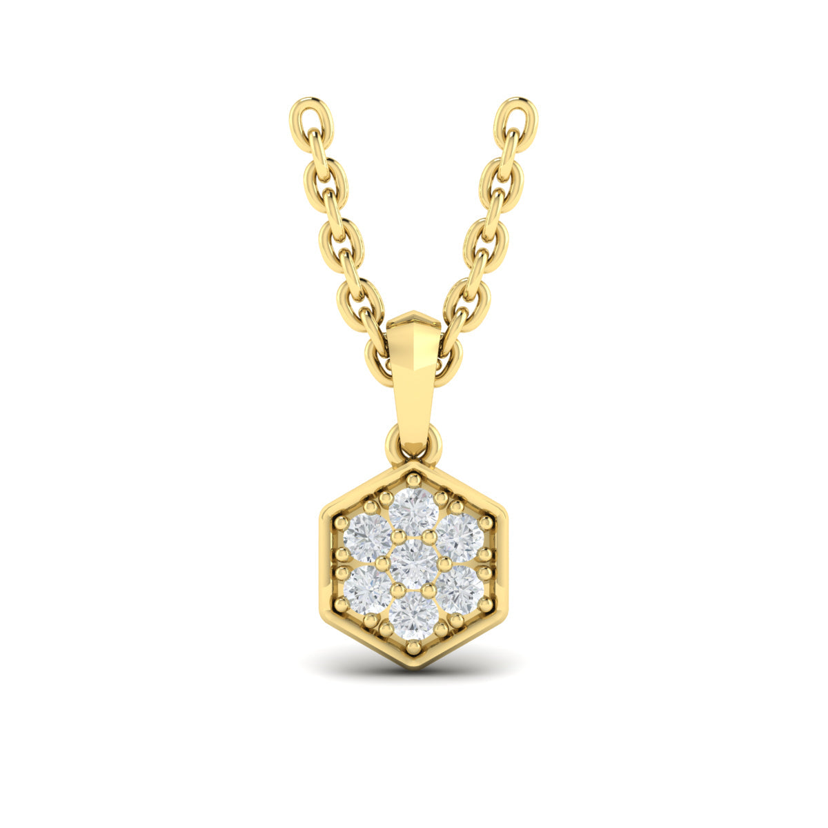 Diamond Cluster Honeycomb Pendant Necklace