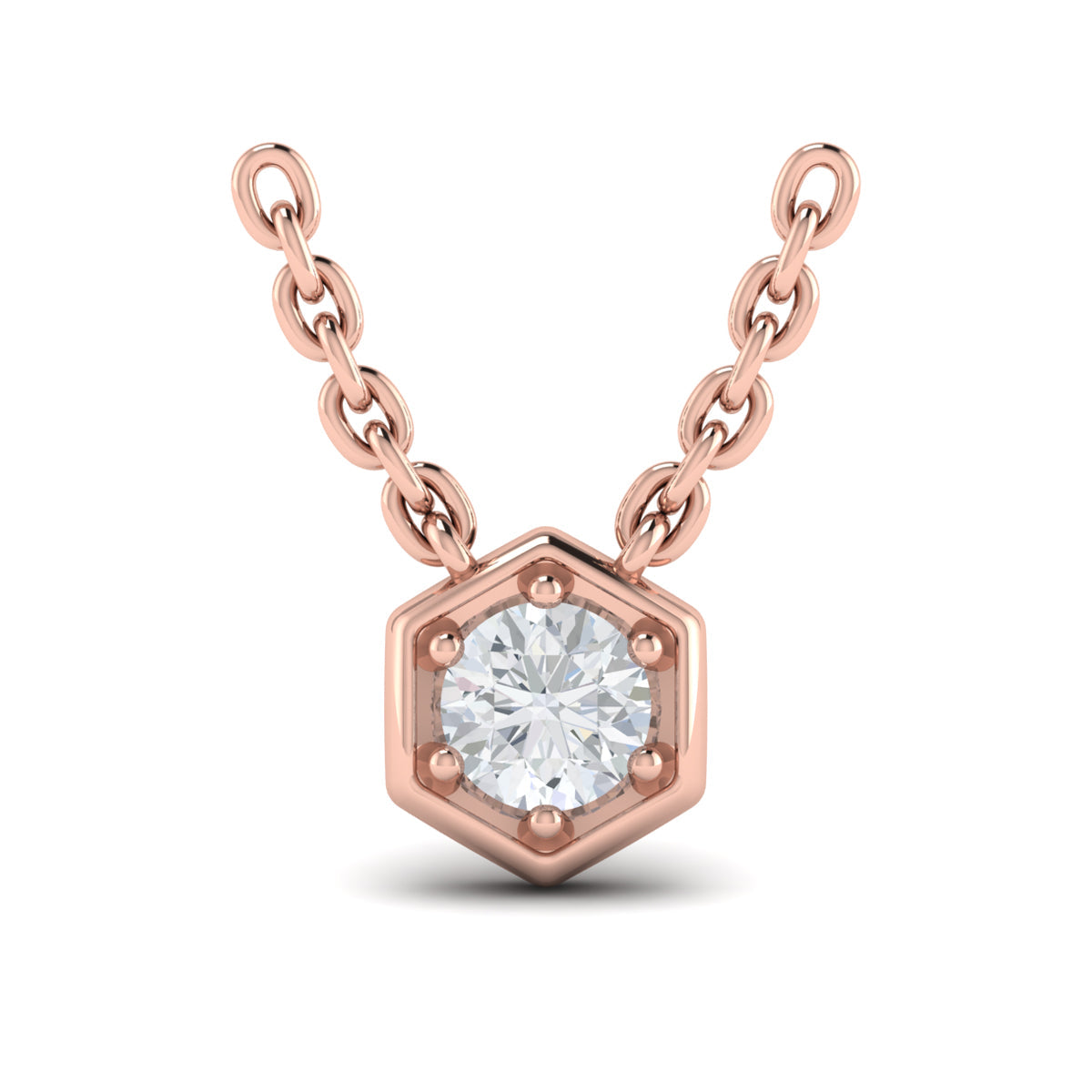Single Diamond Honeycomb Pendant Necklace