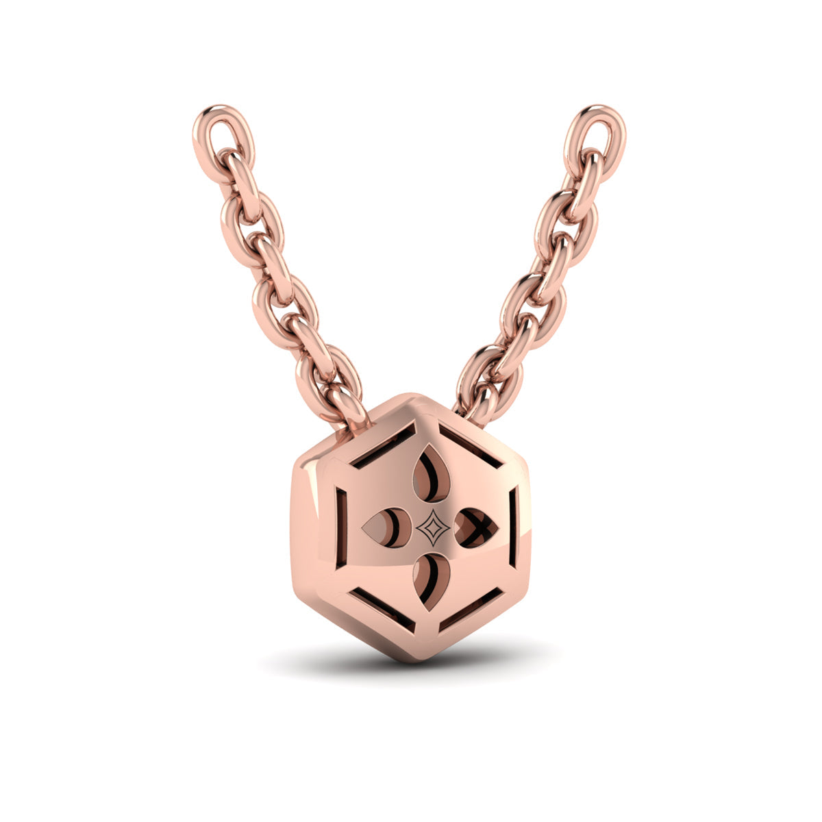 Single Diamond Honeycomb Pendant Necklace
