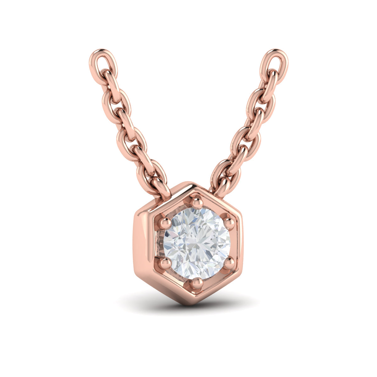 Single Diamond Honeycomb Pendant Necklace