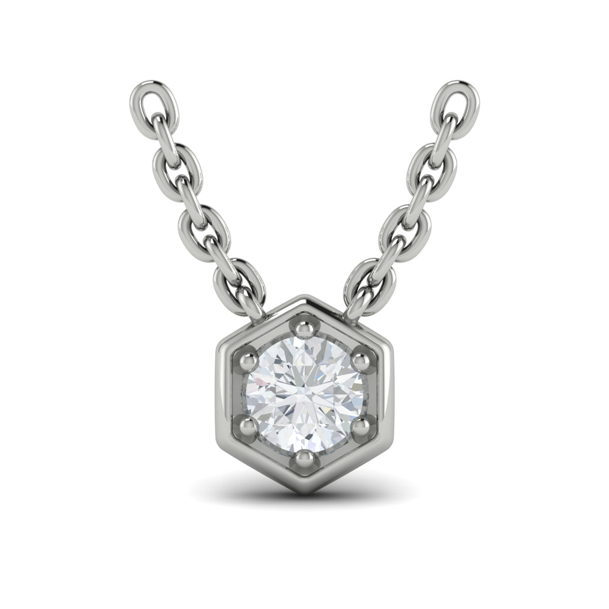 Single Diamond Honeycomb Pendant Necklace