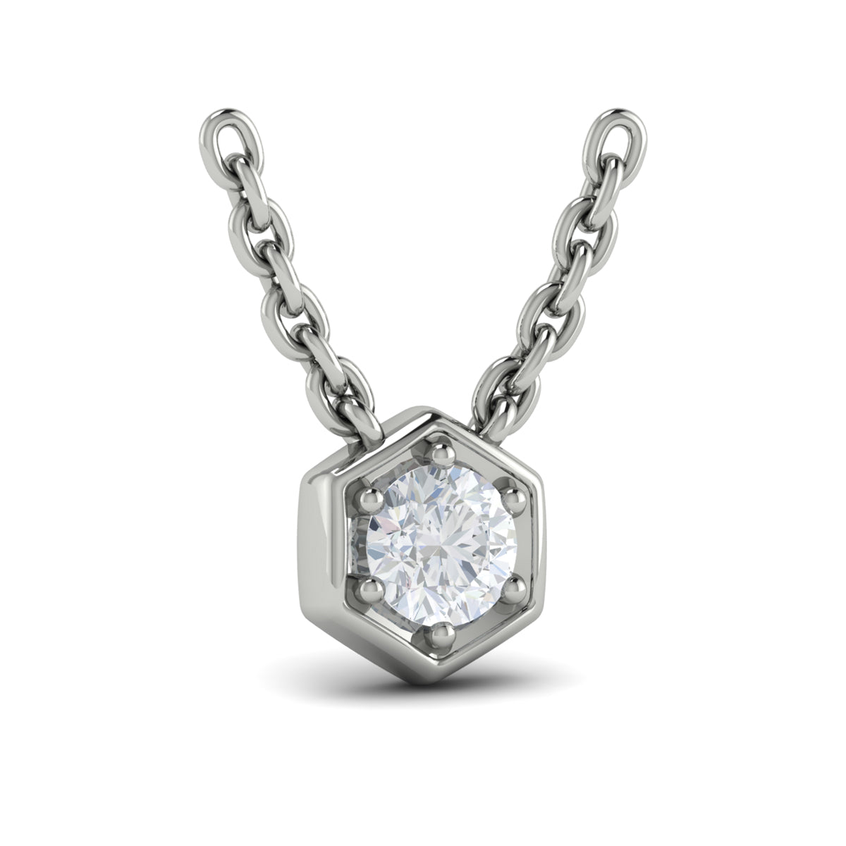 Single Diamond Honeycomb Pendant Necklace