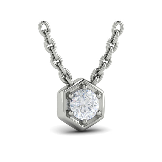 Single Diamond Honeycomb Pendant Necklace