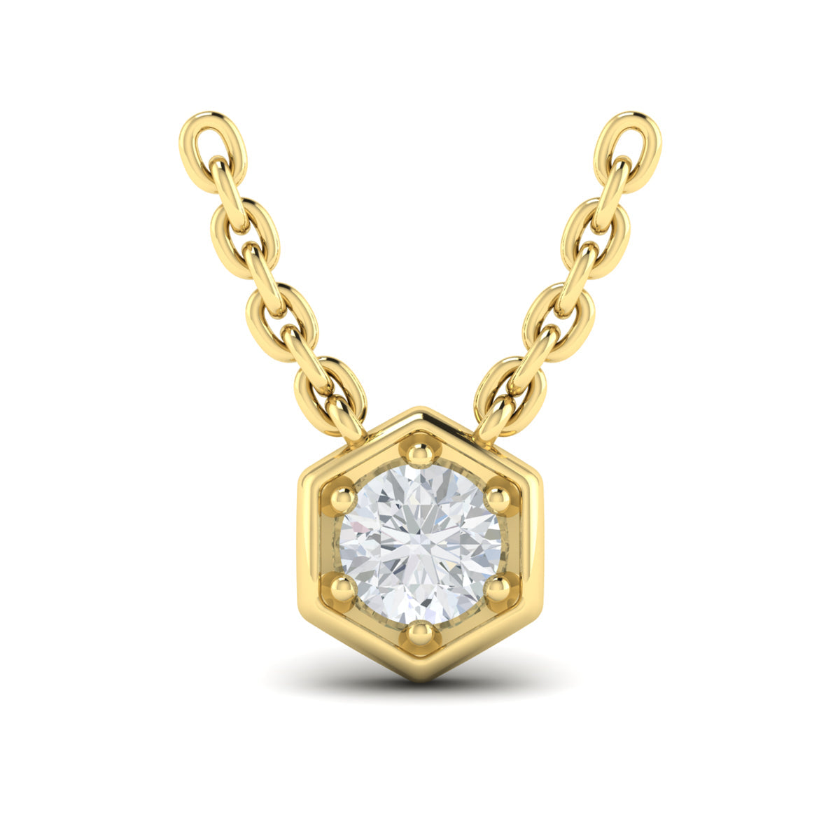 Single Diamond Honeycomb Pendant Necklace