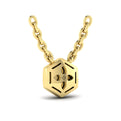 Single Diamond Honeycomb Pendant Necklace