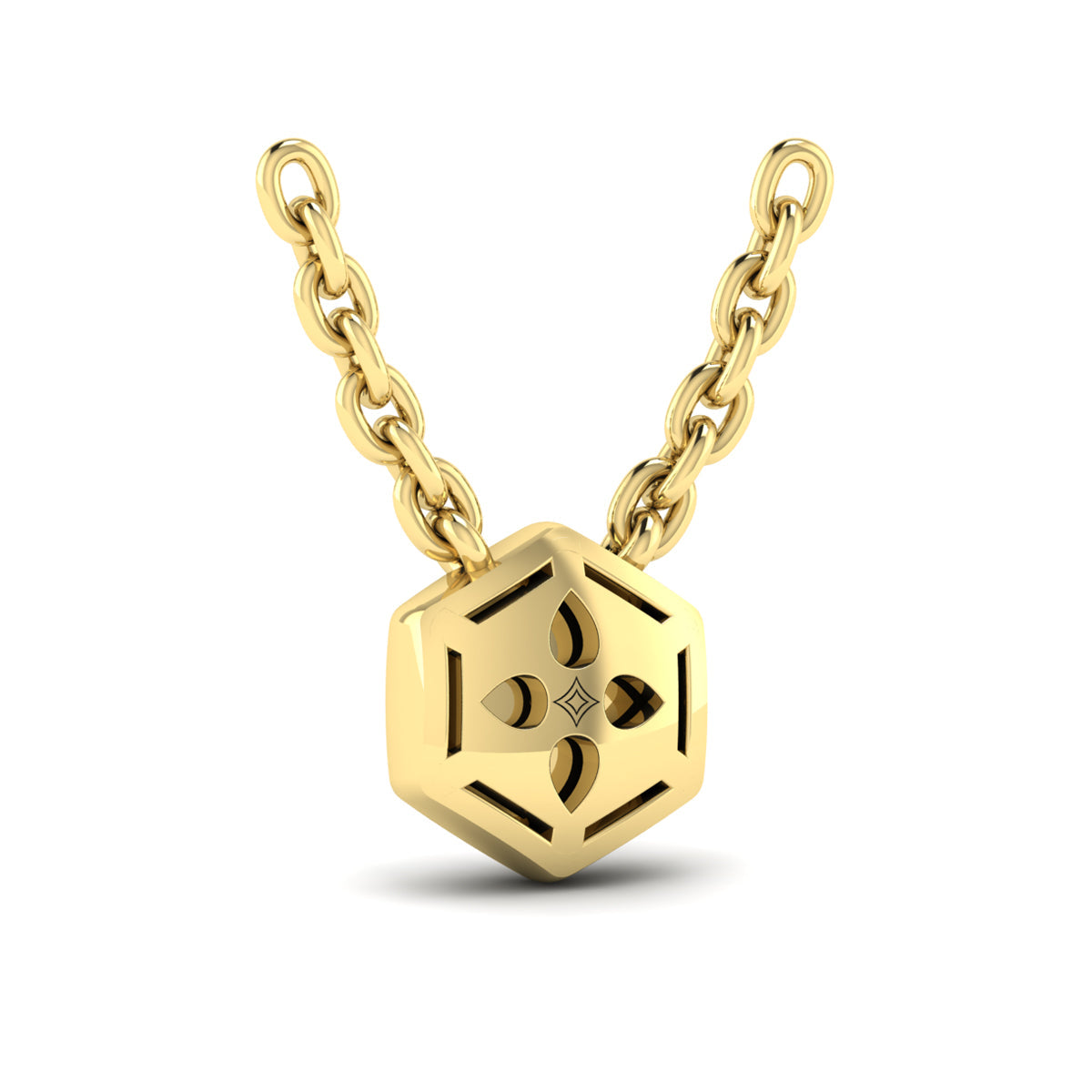 Single Diamond Honeycomb Pendant Necklace