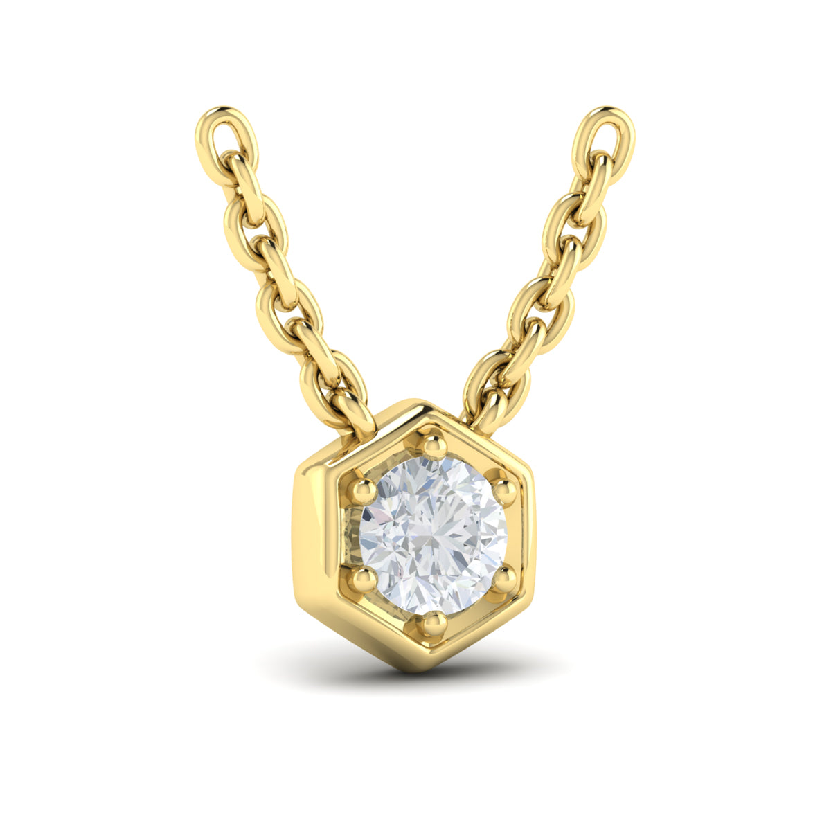 Single Diamond Honeycomb Pendant Necklace