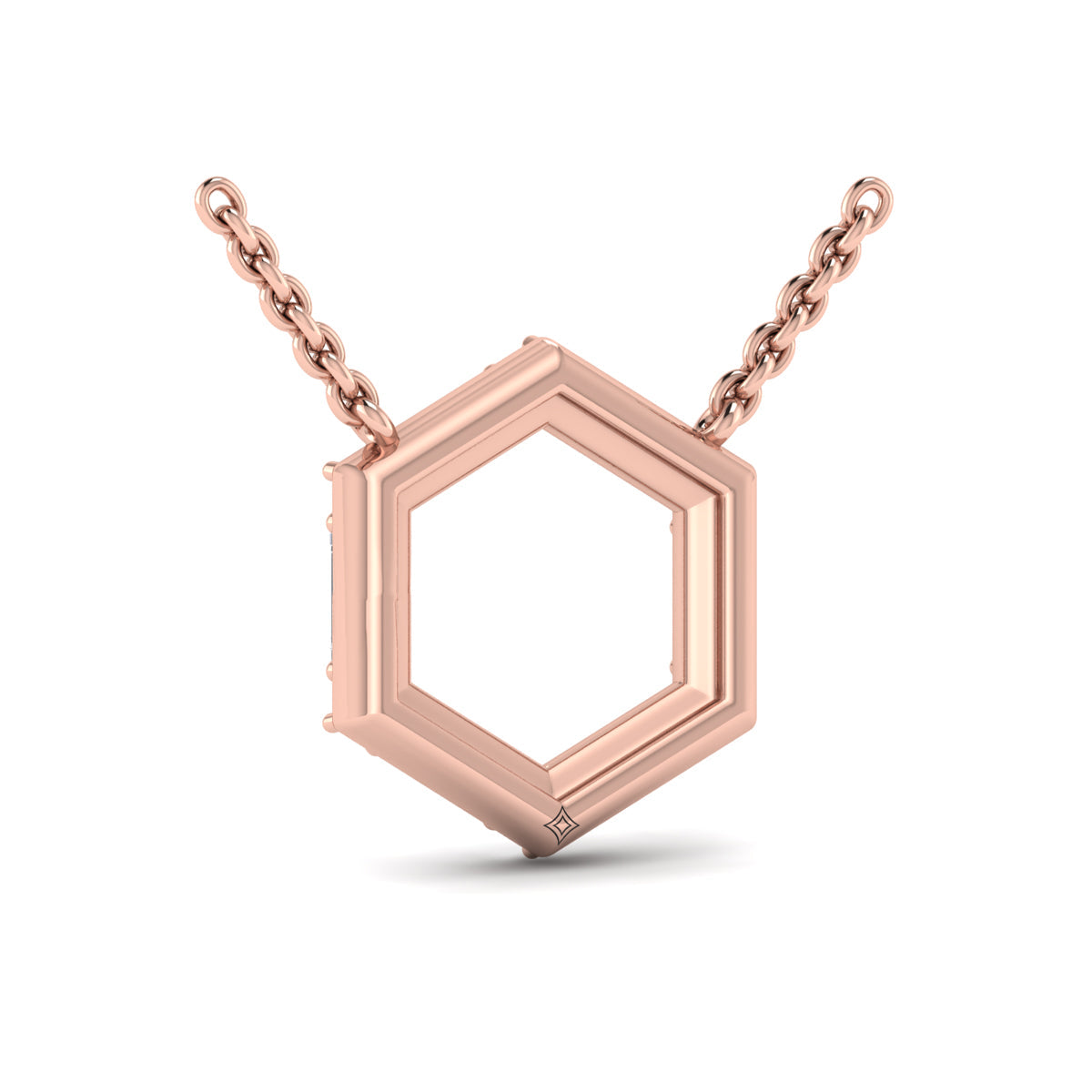 Diamond Baguette Open Honeycomb Pendant Necklace