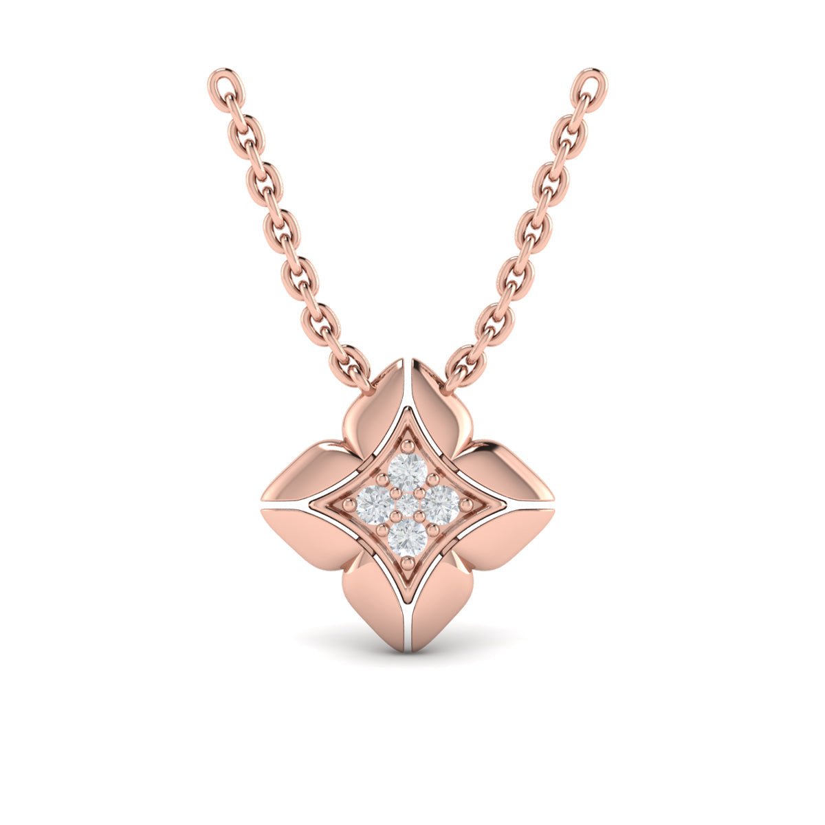 Diamond Vlora Star Floral Pendant Necklace