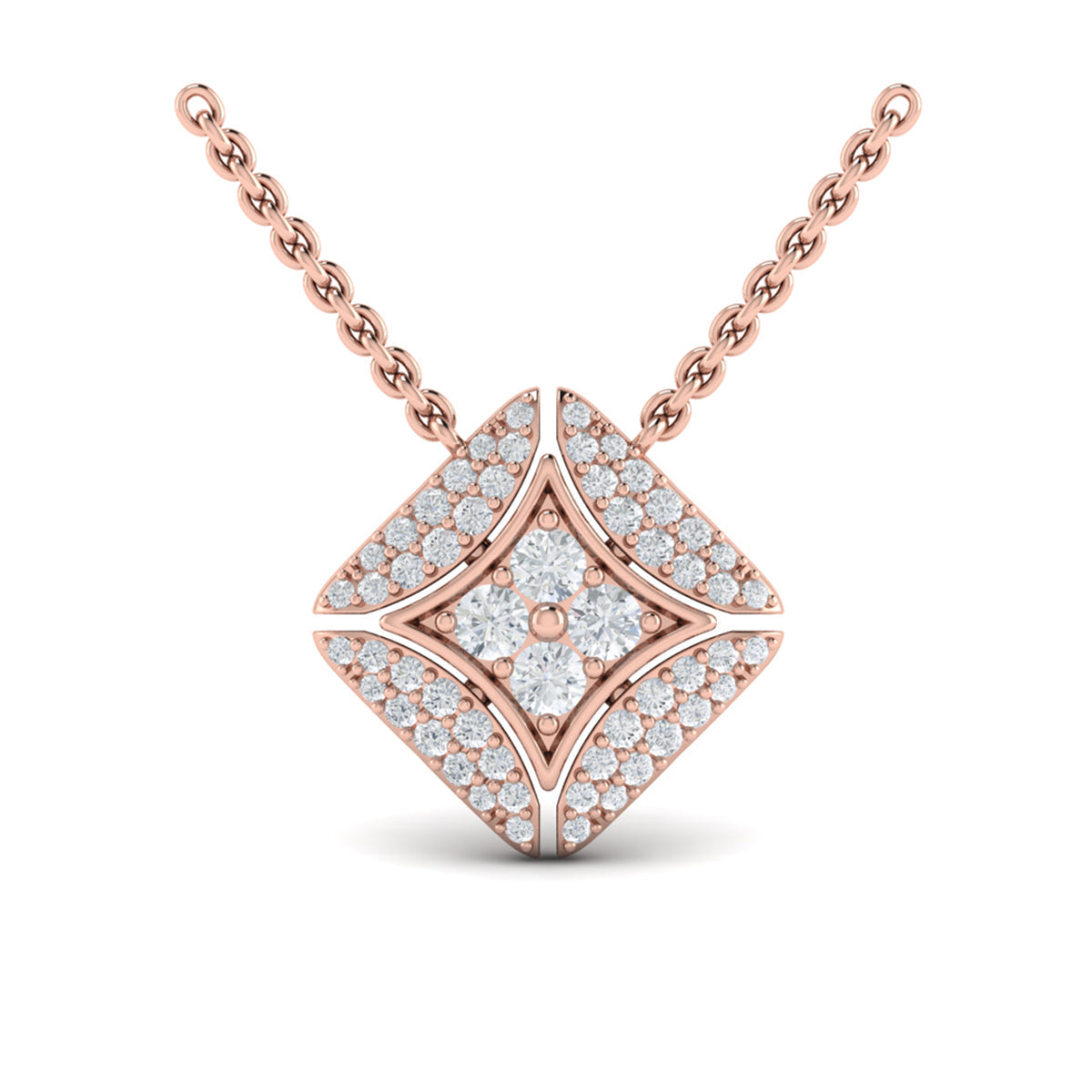 Diamond Vlora Star with Channel Set Diamond Cluster Pendant Necklace