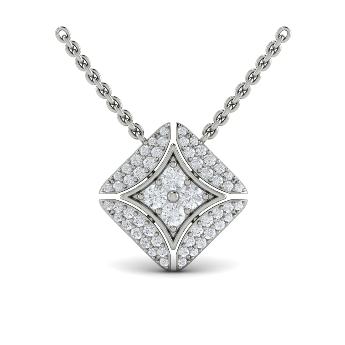 Diamond Vlora Star with Channel Set Diamond Cluster Pendant Necklace