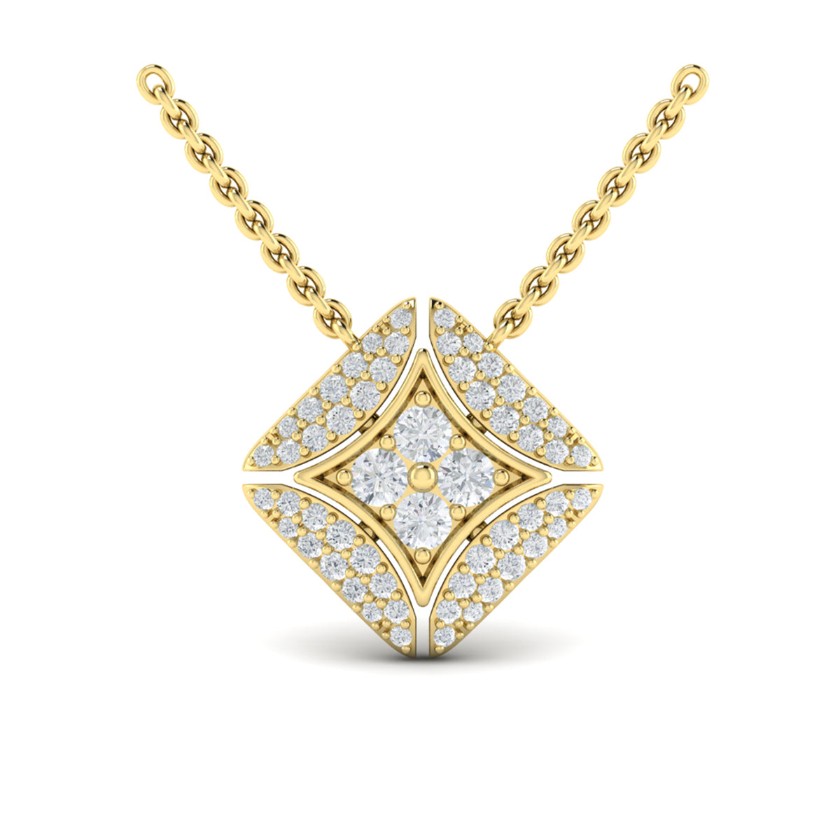 Diamond Vlora Star with Channel Set Diamond Cluster Pendant Necklace