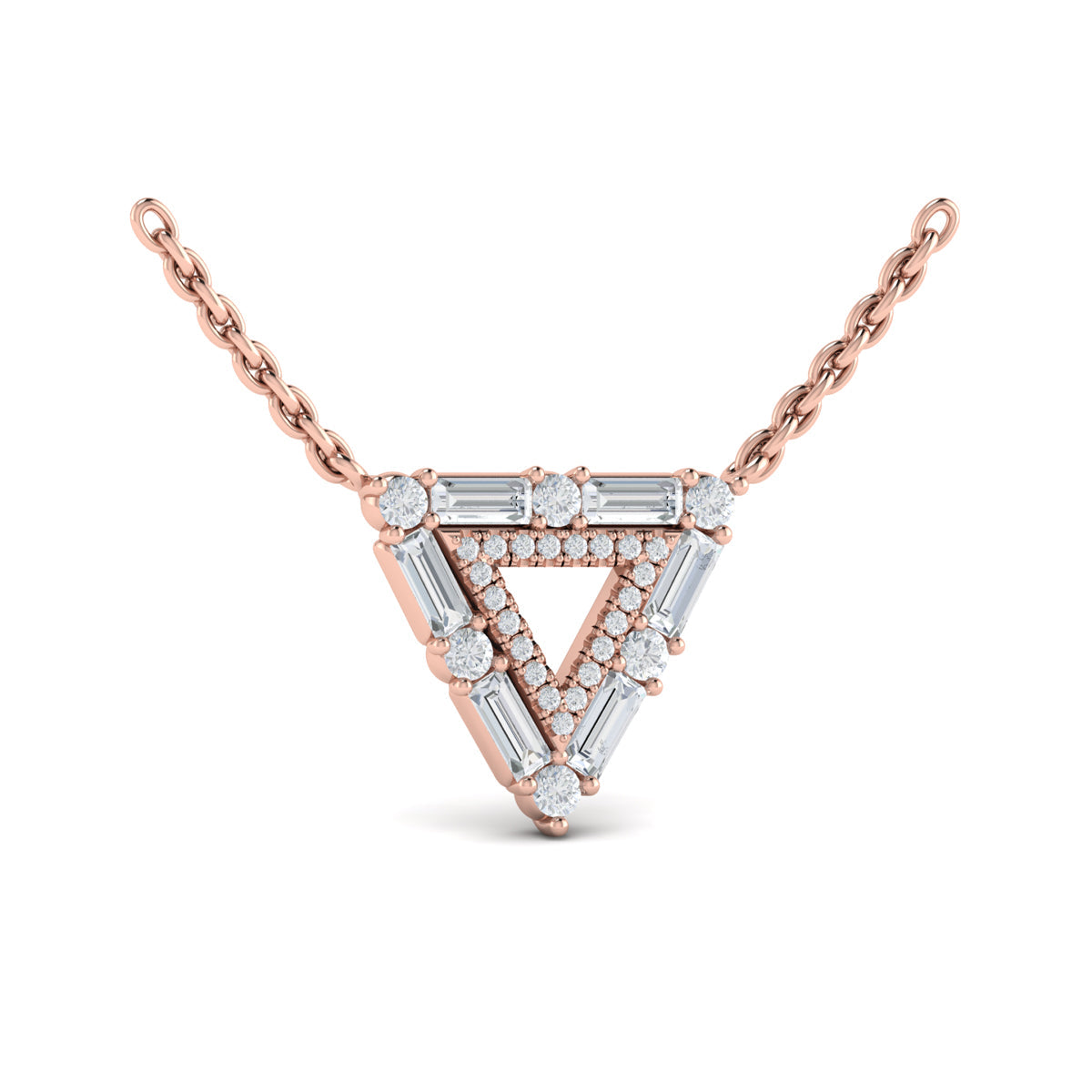 Diamond Baguette Double Trinity Necklace