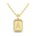 Diamond Medallion Alphabet Pendant Link Necklace, A