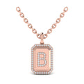 Diamond Medallion Alphabet Pendant Link Necklace, B
