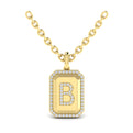 Diamond Medallion Alphabet Pendant Link Necklace, B