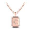 Diamond Medallion Alphabet Pendant Link Necklace, C