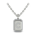 Diamond Medallion Alphabet Pendant Link Necklace, C