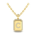 Diamond Medallion Alphabet Pendant Link Necklace, C