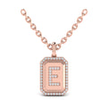 Diamond Medallion Alphabet Pendant Link Necklace, E