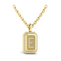 Diamond Medallion Alphabet Pendant Link Necklace, E