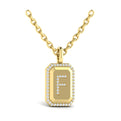 Diamond Medallion Alphabet Pendant Link Necklace, F